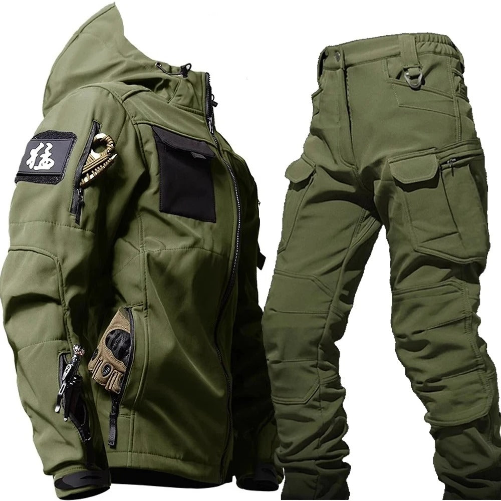 Outdoor Clothes - Men's Waterproof Tactical Jacket and Cargo Pants Set-Men's outdoor jacket and pants set-Chaps of London-Green-S-Chaps of London