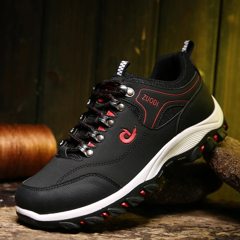 Outdoor Shoes - Slip-On - Orthopedic - Hiking Shoes - Men's Shoes-Comfortable Shoes-Chaps of London-Black-Red-35.5-Chaps of London