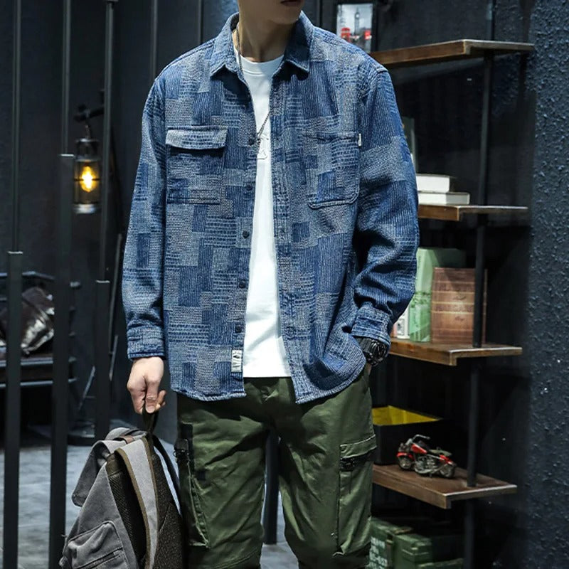 Overshirt - Button-Up - Long Sleeve - Shirt Jacket - Men's Clothing-Chaps of London-Blue-S-Chaps of London