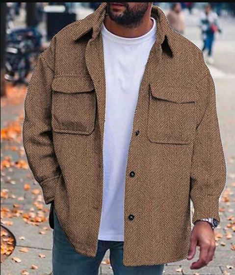 Overshirt - Buttoned - Chest Pockets - Men's Shirt - Shirt Jacket-Jackets-Chaps of London-Brown-XS-Chaps of London