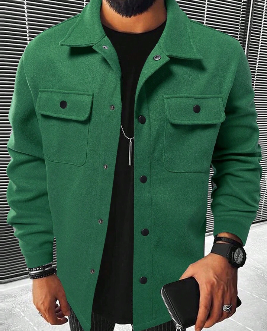 Overshirt - Buttoned - Chest Pockets - Men's Shirt - Shirt Jacket-Jackets-Chaps of London-Dark Green-XS-Chaps of London