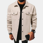 Overshirt - Men's Button-Up Shirt Jacket with Breast Pockets-Fashion Men Shirt Shacket Fall-Chaps of London-Apricot-S-Chaps of London