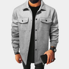 Overshirt - Men's Button-Up Shirt Jacket with Breast Pockets-Fashion Men Shirt Shacket Fall-Chaps of London-Gray-S-Chaps of London