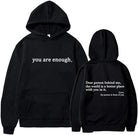 Oversized Hoodie - Unisex Warm Printed Text Pullover Hoodie-Sweatshirts & Hoodies-Chaps of London-Black-S-Chaps of London