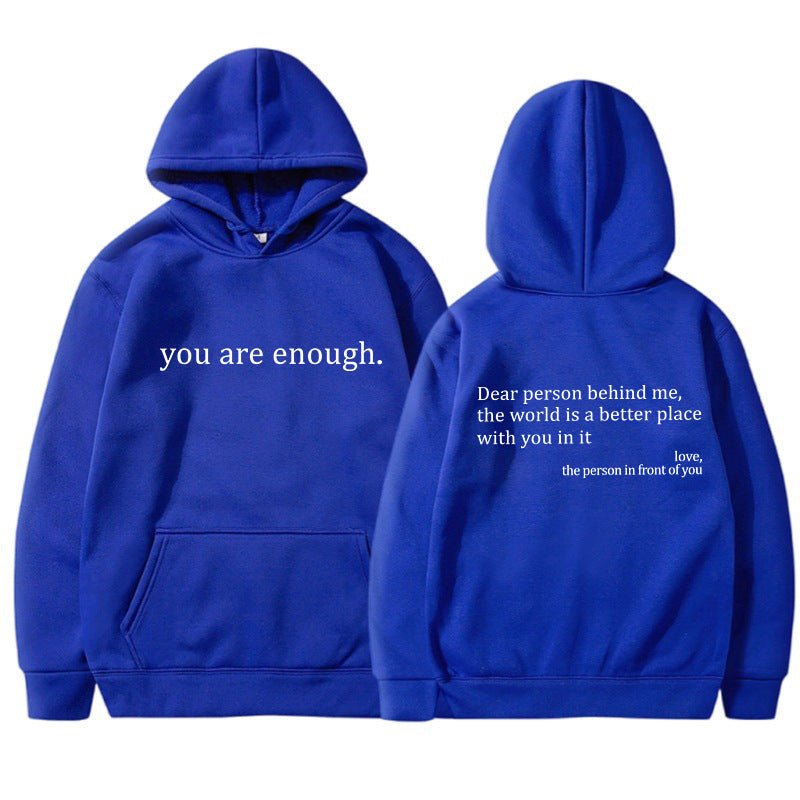 Oversized Hoodie - Unisex Warm Printed Text Pullover Hoodie-Sweatshirts & Hoodies-Chaps of London-Blue-S-Chaps of London