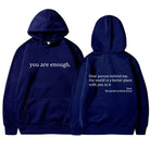 Oversized Hoodie - Unisex Warm Printed Text Pullover Hoodie-Sweatshirts & Hoodies-Chaps of London-Dark Blue-S-Chaps of London