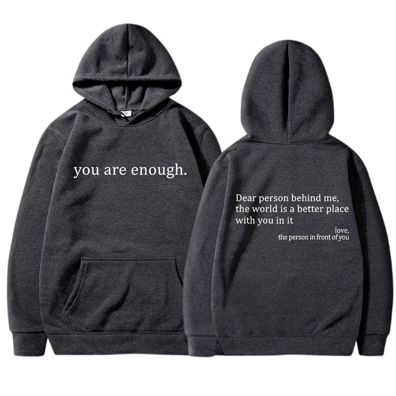 Oversized Hoodie - Unisex Warm Printed Text Pullover Hoodie-Sweatshirts & Hoodies-Chaps of London-Dark Grey-S-Chaps of London