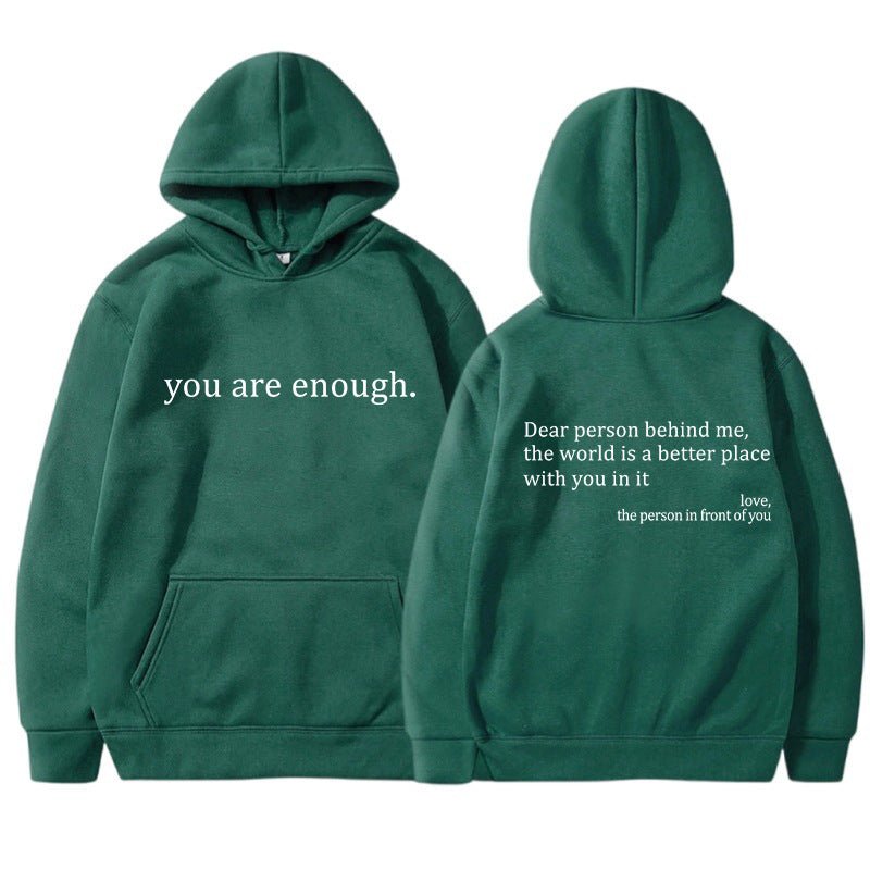 Oversized Hoodie - Unisex Warm Printed Text Pullover Hoodie-Sweatshirts & Hoodies-Chaps of London-Green-S-Chaps of London