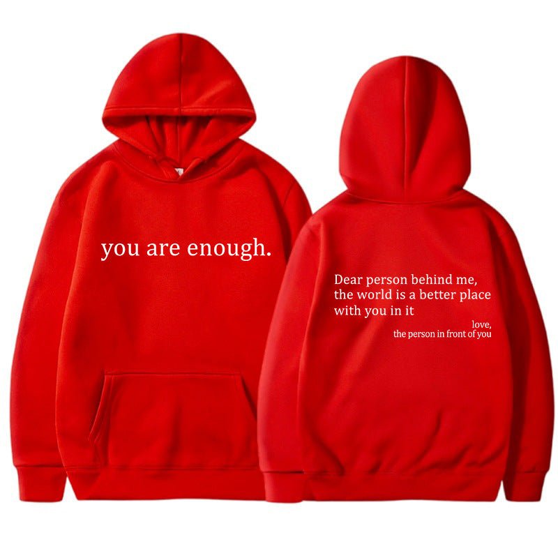 Oversized Hoodie - Unisex Warm Printed Text Pullover Hoodie-Sweatshirts & Hoodies-Chaps of London-Red-S-Chaps of London