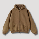 Oversized Hoodie | Zip-Up | Washed | Zipper Hoodie | Hoodie for Men-Chaps of London-Beige-XS-Chaps of London