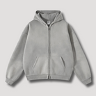 Oversized Hoodie | Zip-Up | Washed | Zipper Hoodie | Hoodie for Men-Chaps of London-Grey-XS-Chaps of London