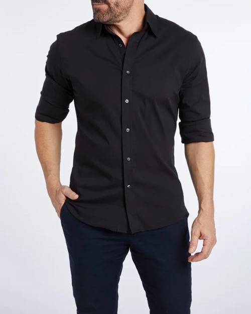 Oxford Shirt | Wrinkle Free | Button-Up | Dress Shirt | Men' Non Iron Shirt-Shirts-Chaps of London-Black-XS-Chaps of London