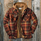 Plaid Jacket - Men's Quilted Liner Hooded Autumn Jacket-Chaps of London-Brown-M-Chaps of London