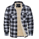 Plaid Overshirt - Men's Button-Up Fleece Lined Shirt Jacket for Winter-Shirts-Chaps of London-Black-S-Chaps of London