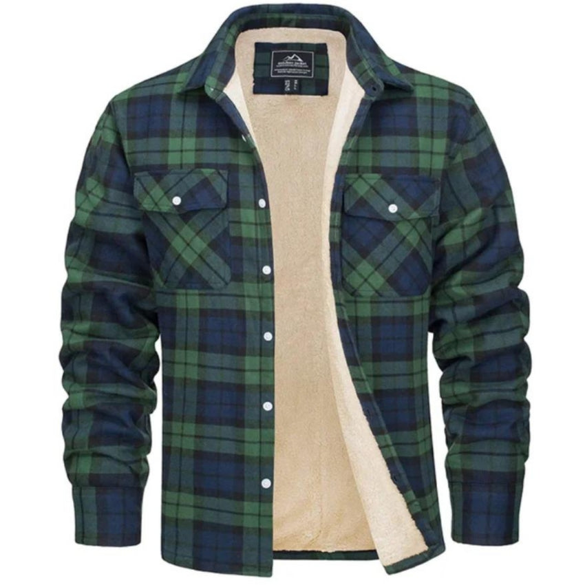 Plaid Overshirt - Men's Button-Up Fleece Lined Shirt Jacket for Winter-Shirts-Chaps of London-Chaps of London