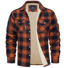 Plaid Overshirt - Men's Button-Up Fleece Lined Shirt Jacket for Winter-Shirts-Chaps of London-Orange-S-Chaps of London