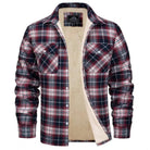 Plaid Overshirt - Men's Button-Up Fleece Lined Shirt Jacket for Winter-Shirts-Chaps of London-Red-S-Chaps of London