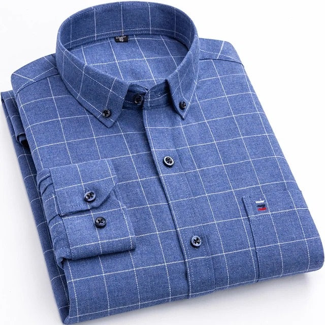 Plaid Shirt | Long Sleeve | Collared | Button-Up Shirt | Men's Shirts-Chaps of London-Light Blue-S-Chaps of London