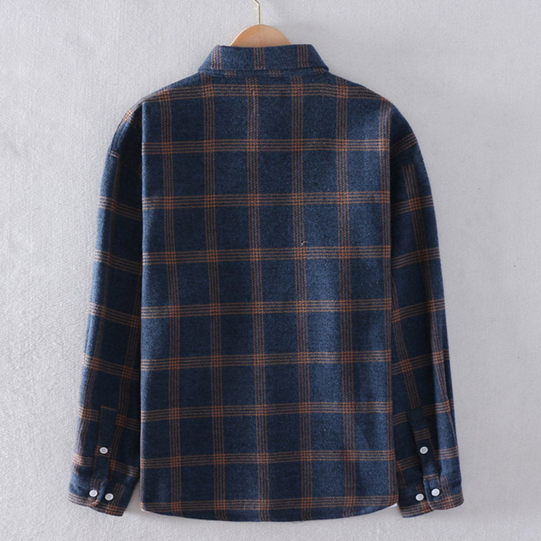 Plaid Shirt - Men's Button-Up Checkered Long Sleeve Shirt-Fashion Men Shirt Plaid Fall-Chaps of London-Chaps of London