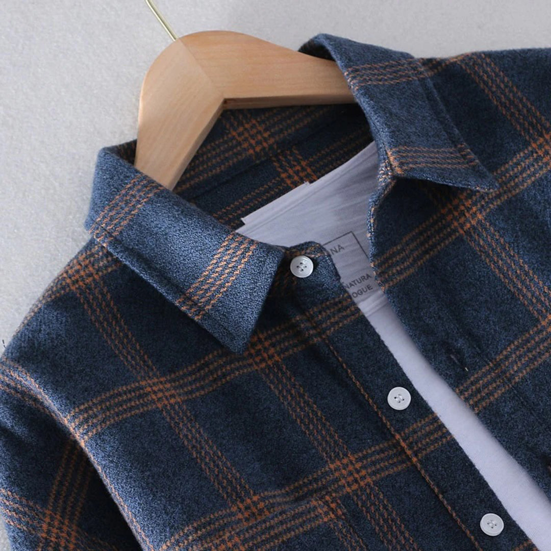 Plaid Shirt - Men's Button-Up Checkered Long Sleeve Shirt-Fashion Men Shirt Plaid Fall-Chaps of London-Chaps of London