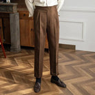 Pleated Pants | Adjustable Waist | Stylish | Slack Pants | Men's Pants-Chaps of London-Brown-28-Chaps of London