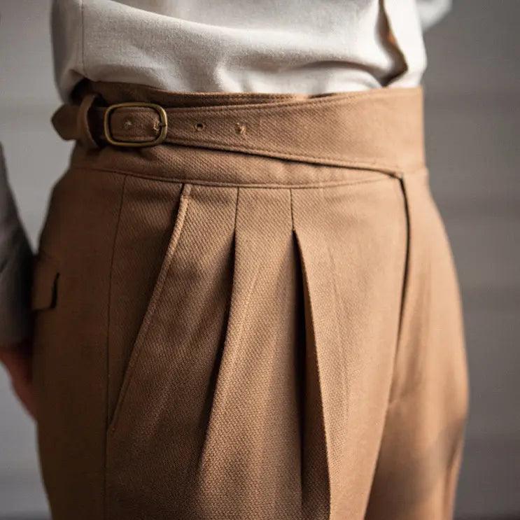Pleated Pants | Adjustable Waist | Stylish | Slack Pants | Men's Pants-Chaps of London-Chaps of London