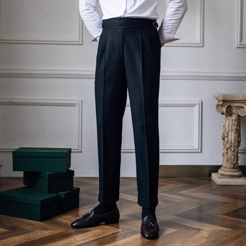 Pleated Pants - Men's Stylish Adjustable Waist Formal Dress Pants-Men Pants-Chaps of London-Black-29-Chaps of London