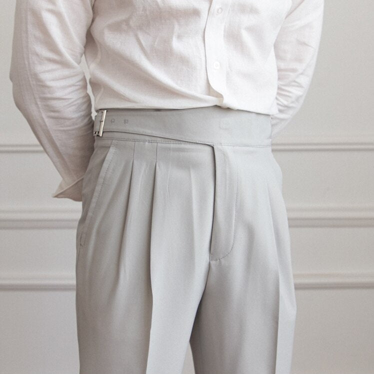 Pleated Pants - Men's Stylish Adjustable Waist Formal Dress Pants-Men Pants-Chaps of London-Chaps of London