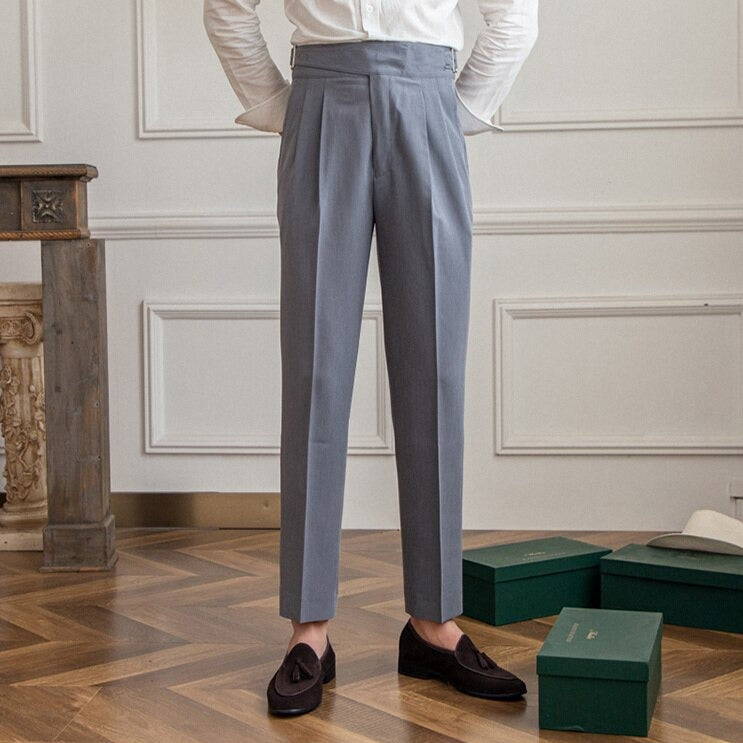 Pleated Pants - Men's Stylish Adjustable Waist Formal Dress Pants-Men Pants-Chaps of London-Gray-29-Chaps of London
