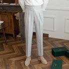 Pleated Pants - Men's Stylish Adjustable Waist Formal Dress Pants-Men Pants-Chaps of London-Light Gray-29-Chaps of London