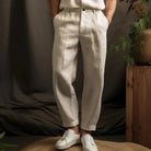 Pleated Trousers - Men's Relaxed Fit Linen Pants for Summer-Trousers-Chaps of London-Beige-S-Chaps of London