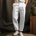 Pleated Trousers - Men's Relaxed Fit Linen Pants for Summer-Trousers-Chaps of London-White-S-Chaps of London
