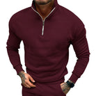 Polo Jumper | Casual | Long Sleeve | Half Zip Sweatshirt | Men's Quarter Zip Sweater-Chaps of London-Burgundy-S-Chaps of London
