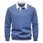 Polo Jumper - Long Sleeve - Quarter Button-Up - Polo Sweater - Men's Polo Shirts-Trui-Chaps of London-Blue-S-Chaps of London