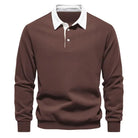 Polo Jumper - Long Sleeve - Quarter Button-Up - Polo Sweater - Men's Polo Shirts-Trui-Chaps of London-Brown-S-Chaps of London