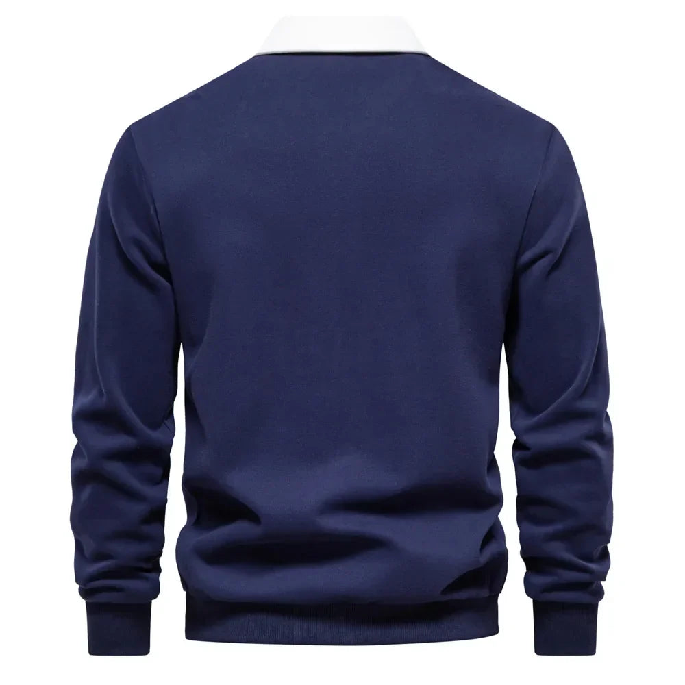 Polo Jumper - Long Sleeve - Quarter Button-Up - Polo Sweater - Men's Polo Shirts-Trui-Chaps of London-Chaps of London