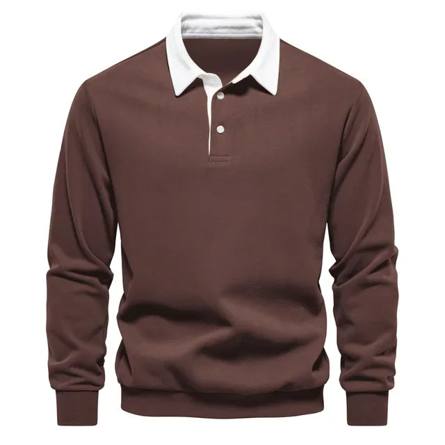 Polo Jumper - Long Sleeve - Quarter Button-Up - Polo Sweater - Men's Polo Shirts-Trui-Chaps of London-Chaps of London