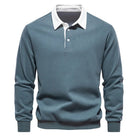 Polo Jumper - Long Sleeve - Quarter Button-Up - Polo Sweater - Men's Polo Shirts-Trui-Chaps of London-Green-S-Chaps of London