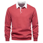 Polo Jumper - Long Sleeve - Quarter Button-Up - Polo Sweater - Men's Polo Shirts-Trui-Chaps of London-Pink-S-Chaps of London