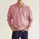 Polo Jumper - Long Sleeve - Regular Fit - Collared Sweater - Men's Clothing-Chaps of London-Light Pink-S-Chaps of London