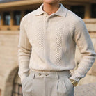 Polo Jumper - Stylish - Collared - Knitted Sweater - Men's Jumper-Sweater-Chaps of London-Beige-S-Chaps of London