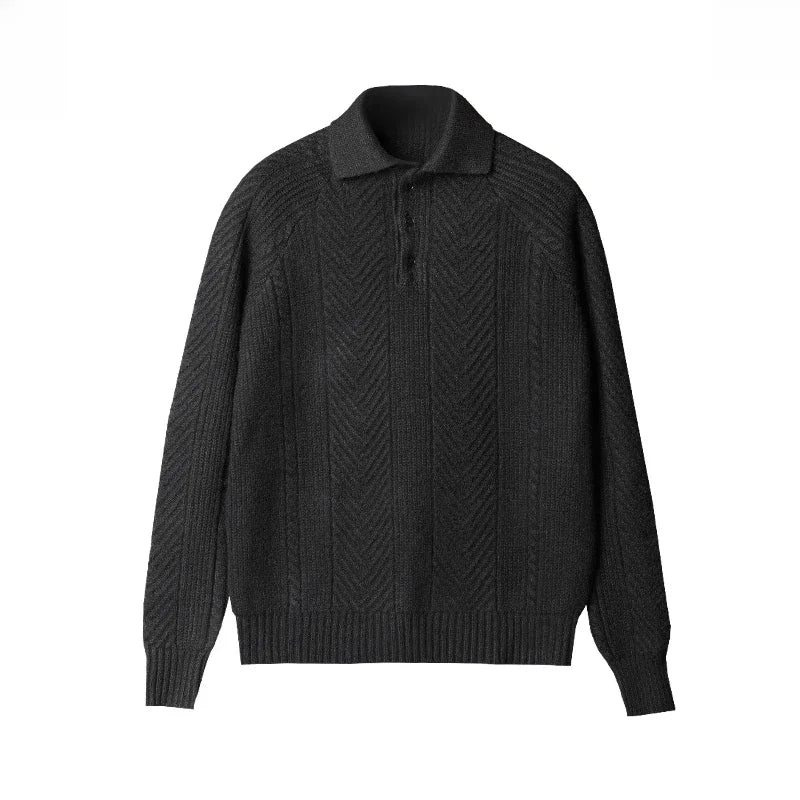 Polo Jumper - Stylish - Collared - Knitted Sweater - Men's Jumper-Sweater-Chaps of London-Black-S-Chaps of London