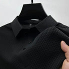 Polo Shirt - Men's Lightweight Button-Up Polo Shirt-Men's Shirt-Chaps of London-Black-M-Chaps of London