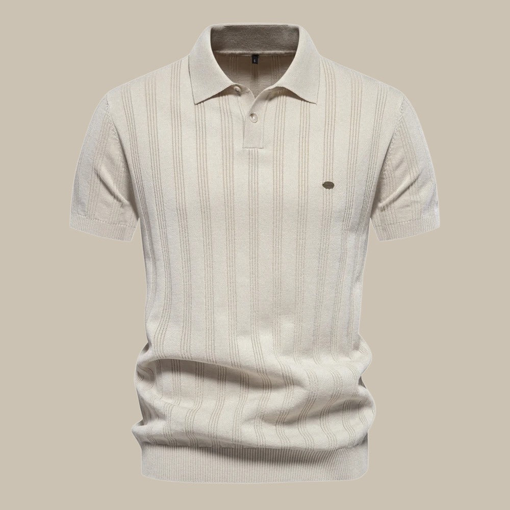 Polo Shirt - Men's Short Sleeve Knitted Collared Polo T-Shirt-Polo man-Chaps of London-Beige-S-Chaps of London