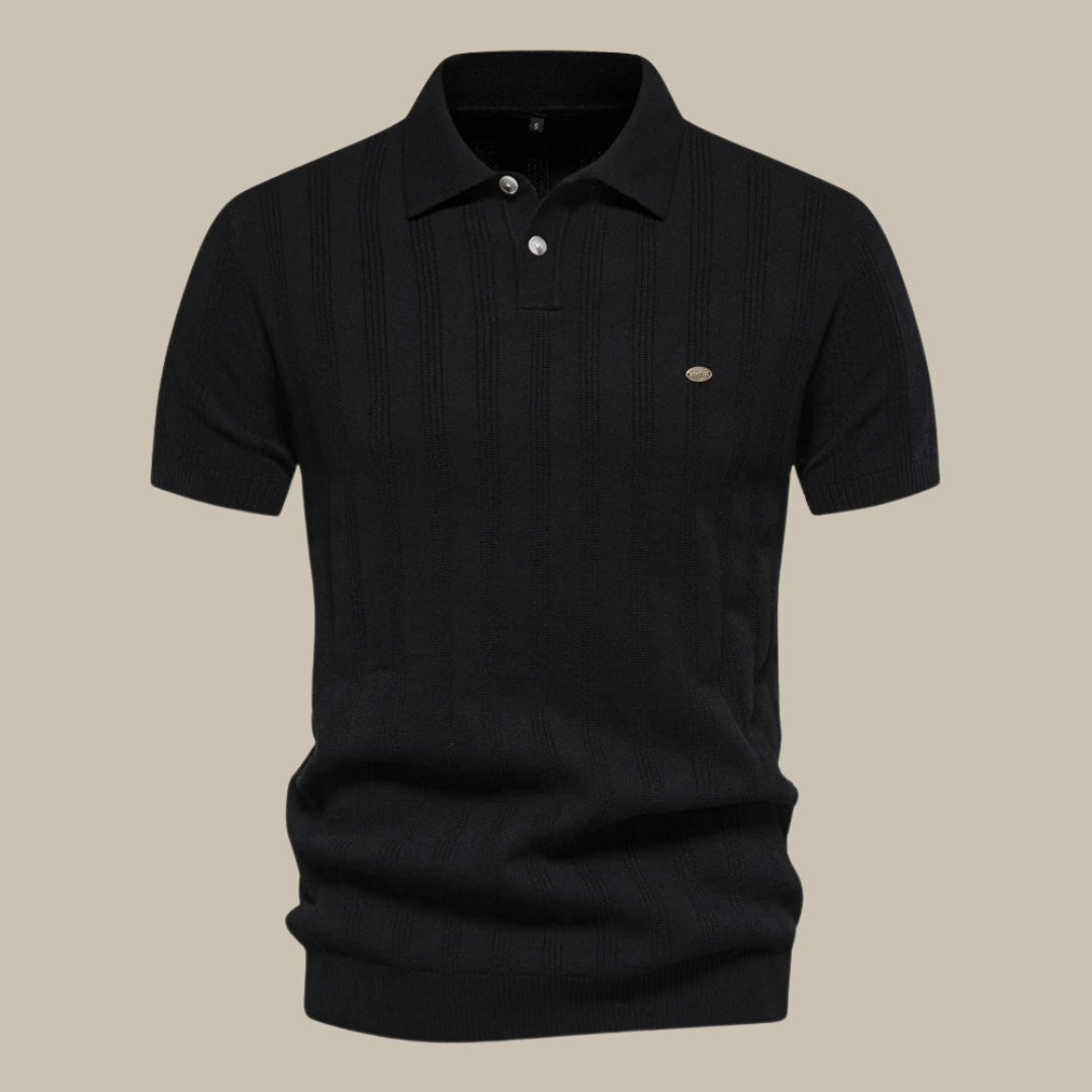 Polo Shirt - Men's Short Sleeve Knitted Collared Polo T-Shirt-Polo man-Chaps of London-Black-S-Chaps of London