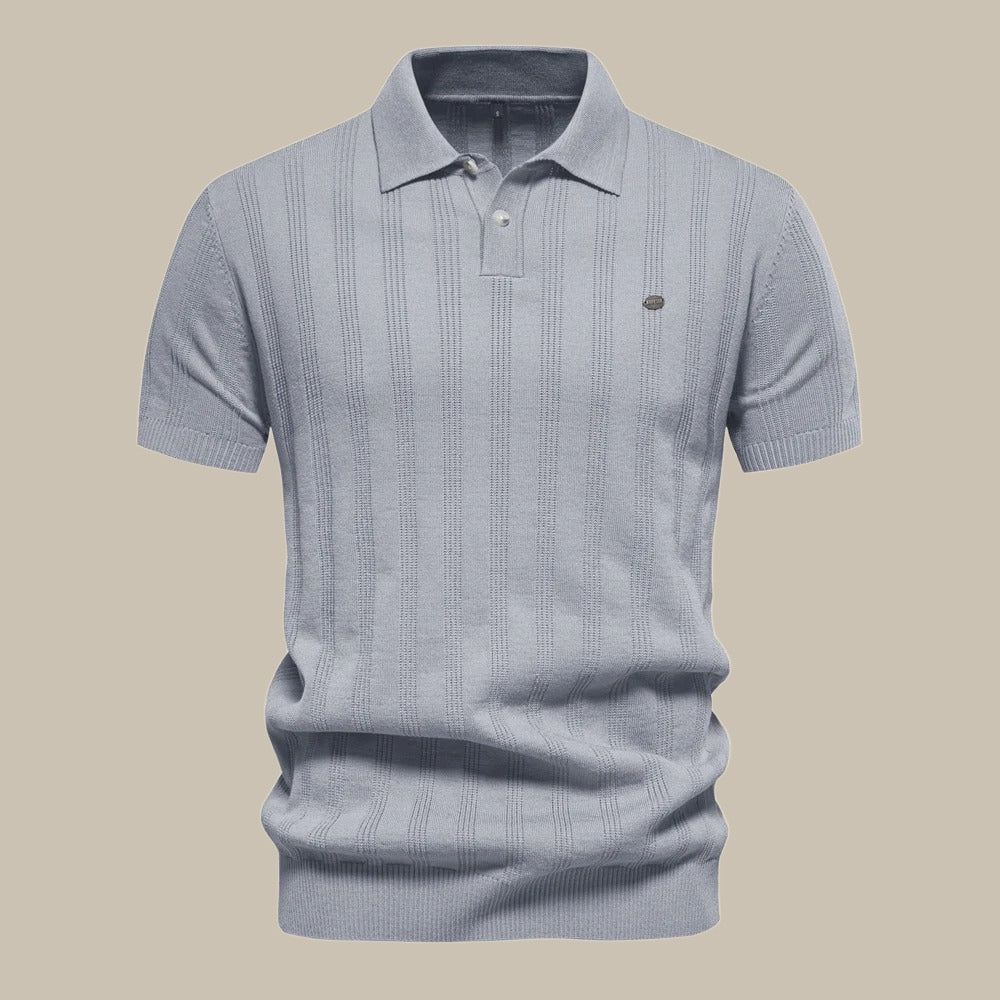 Polo Shirt - Men's Short Sleeve Knitted Collared Polo T-Shirt-Polo man-Chaps of London-Gray-S-Chaps of London