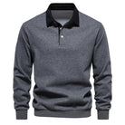 Polo Shirt - Pullover - Long Sleeve - Polo Sweater - Men's Clothing-Men Shirts-Chaps of London-Gray-S-Chaps of London