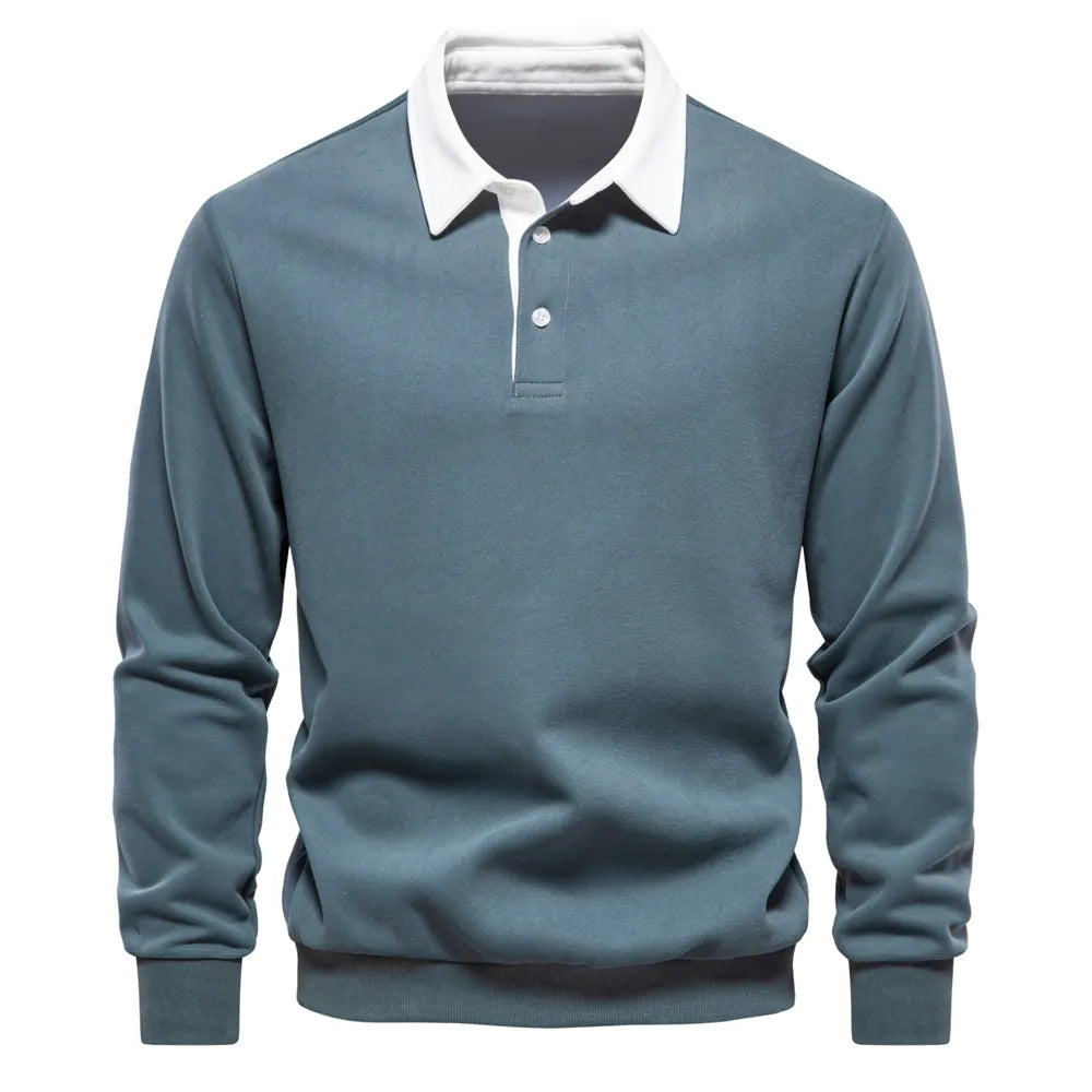 Polo Shirt - Pullover - Long Sleeve - Polo Sweater - Men's Clothing-Men Shirts-Chaps of London-Light Green-S-Chaps of London