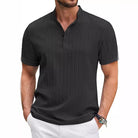 Polo Shirt - Short Sleeve - Button-Up - Polo T-Shirt - Men's Clothing-Men's short sleeve top-Chaps of London-Black-S-Chaps of London