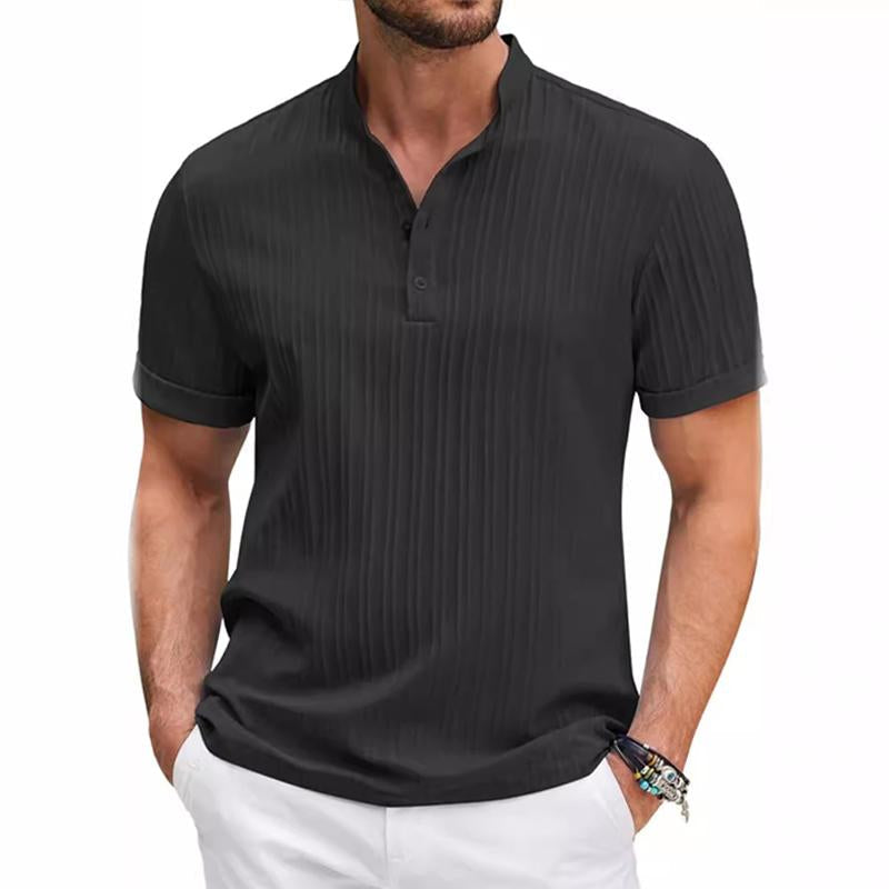 Polo Shirt - Short Sleeve - Button-Up - Polo T-Shirt - Men's Clothing-Men's short sleeve top-Chaps of London-Black-S-Chaps of London